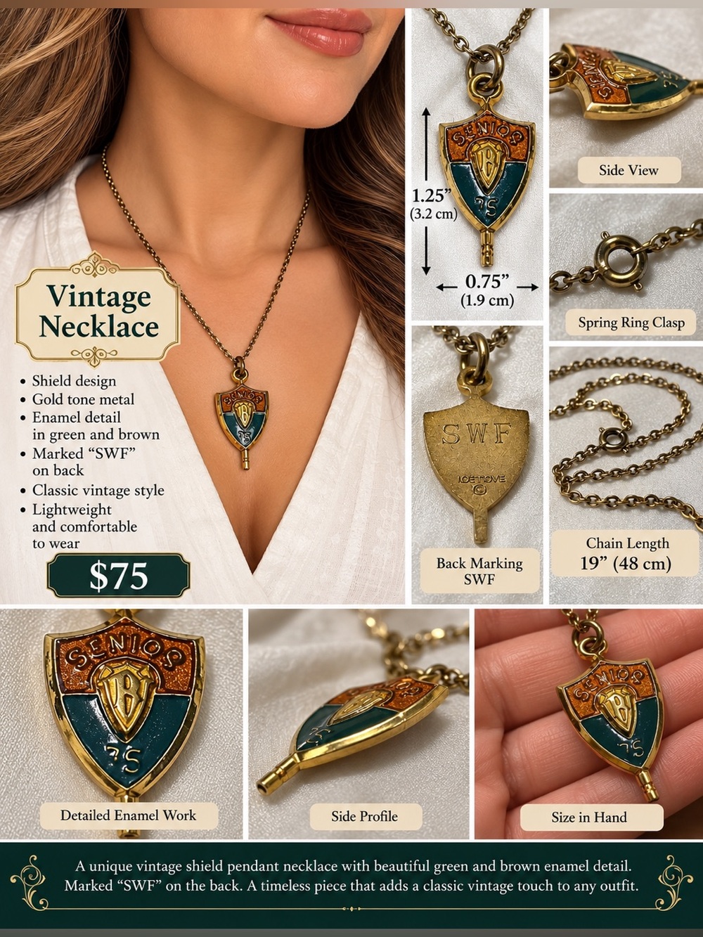 Vintage Jostens senior scholastic key Pendant Necklace - Picture 11 of 11